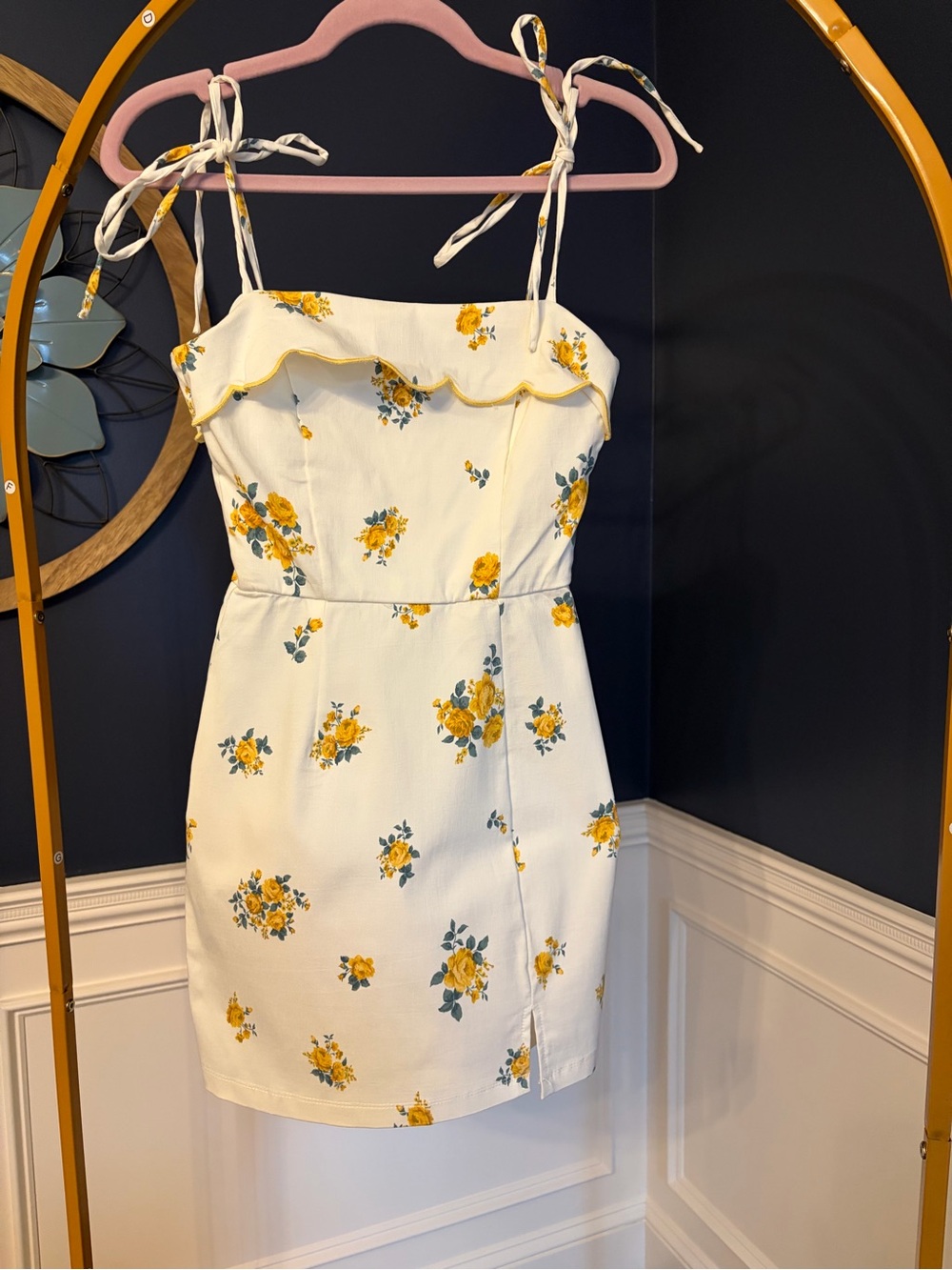 Altar'd State Cream Mini Dress with Yellow Floral Print